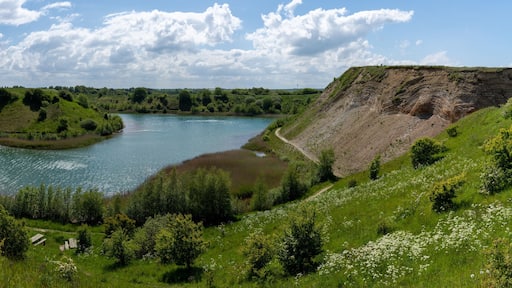 view of the cliffs and lagoon in Ejerslev on the Limfjord in northern Denmark