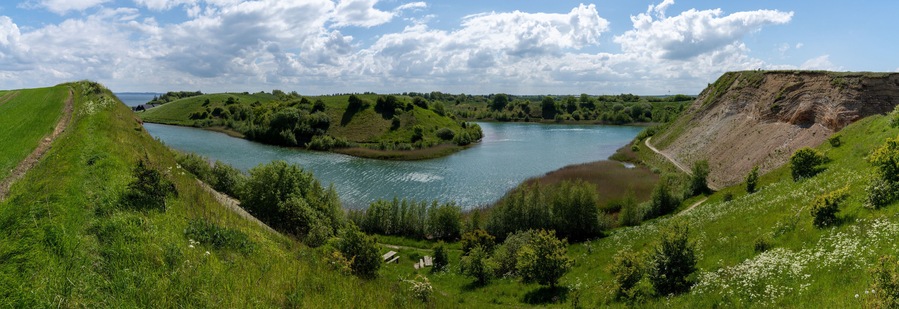 view of the cliffs and lagoon in Ejerslev on the Limfjord in northern Denmark