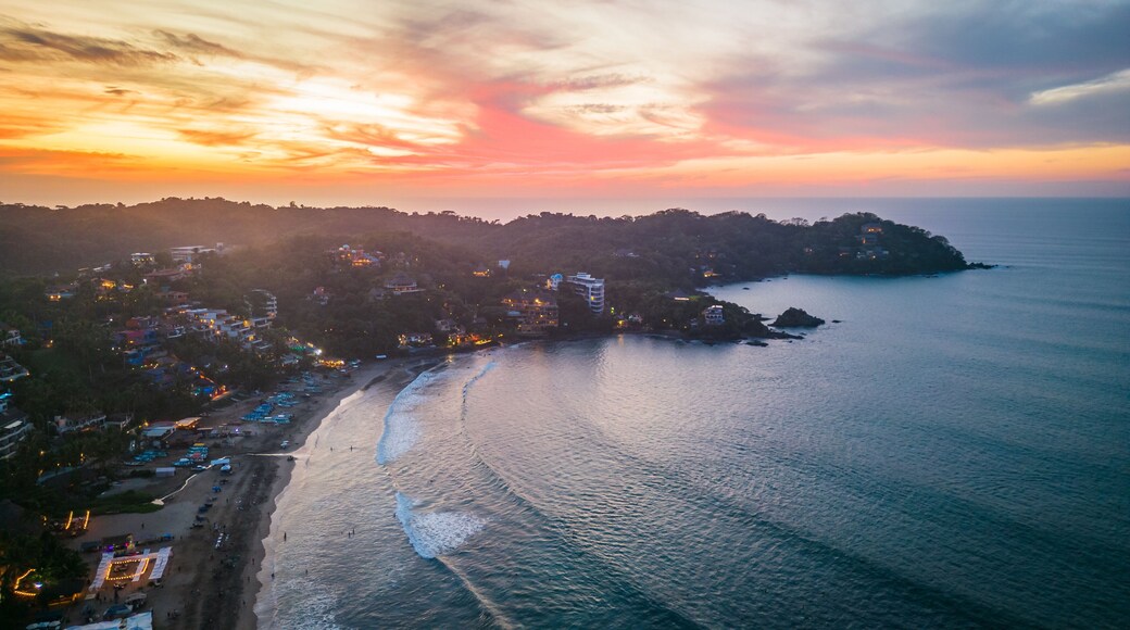 Aerial at sunset of Sayulita Riviera Nayarit mexico