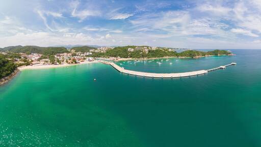 Aerial View of Santa Cruz Bay in Huatulco Oaxaca, Mexico
