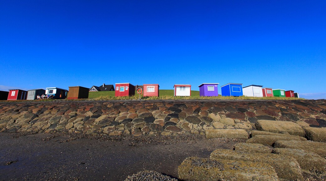 HK0J8R Germany, Dagebull. Schleswig-Holstein. Beach huts.