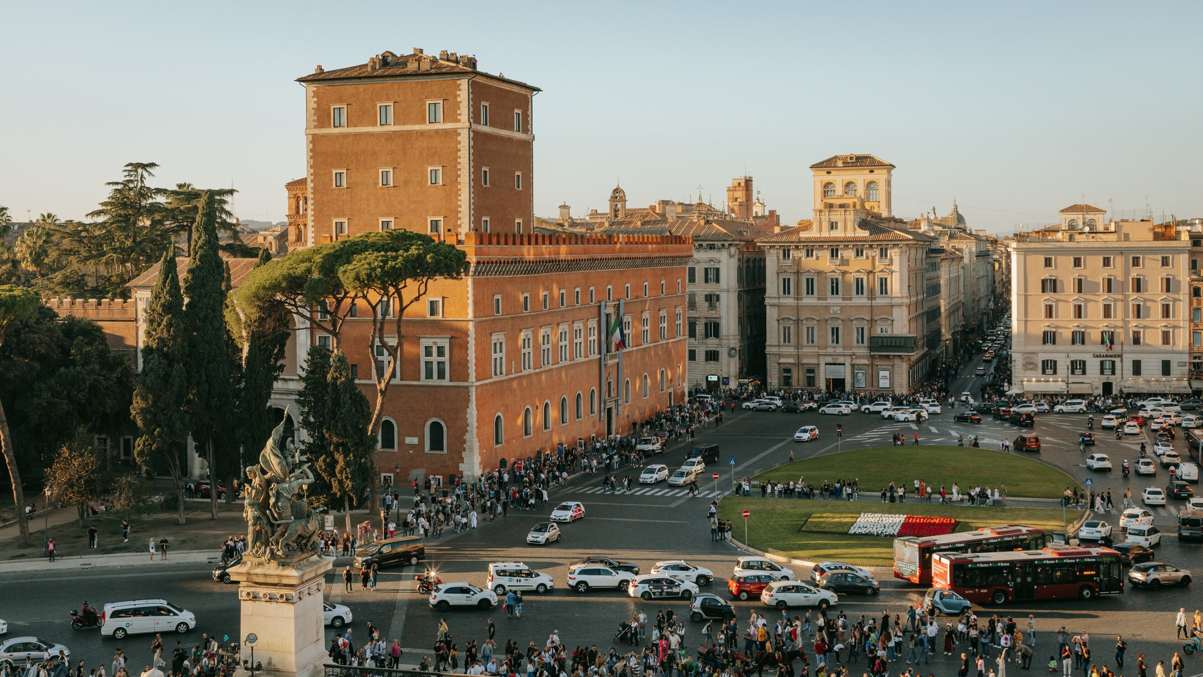 National Monument to Victor Emmanuel II showing landscape views, heritage architecture and a city