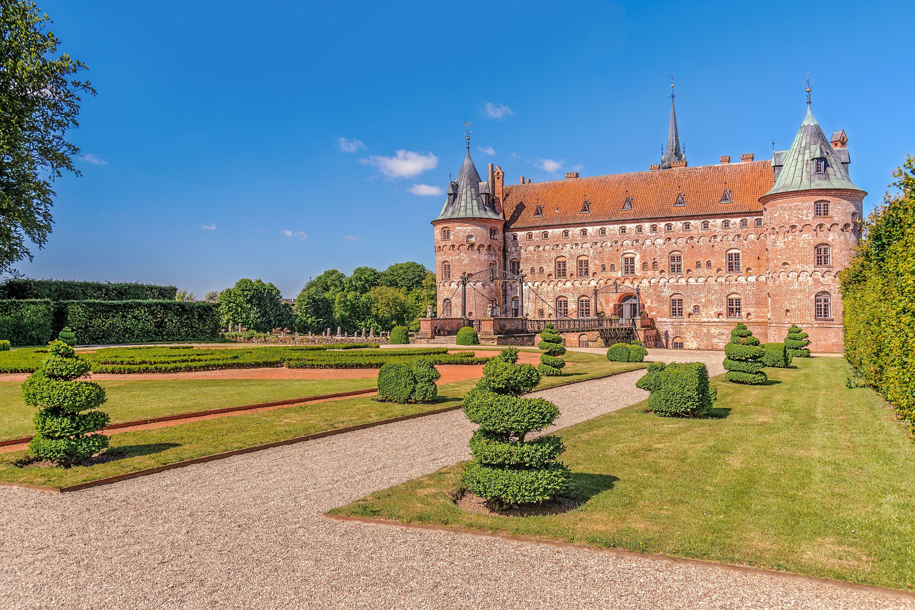Egeskov Water Castle on Funen Island.Southern Denmark