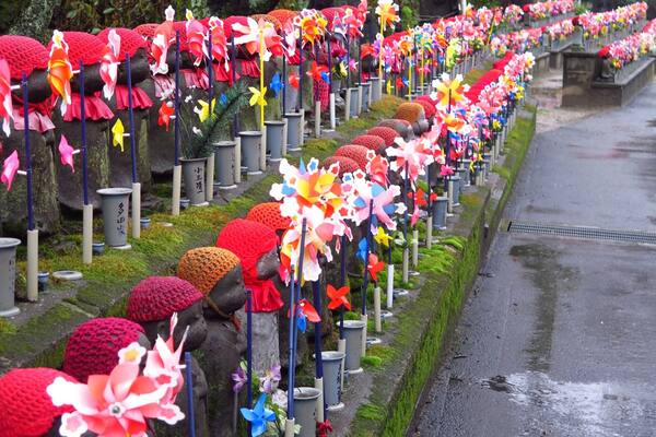 Zojo-Ji children's statues. This little temple is easily found because it's right beside Tokyo Tower.