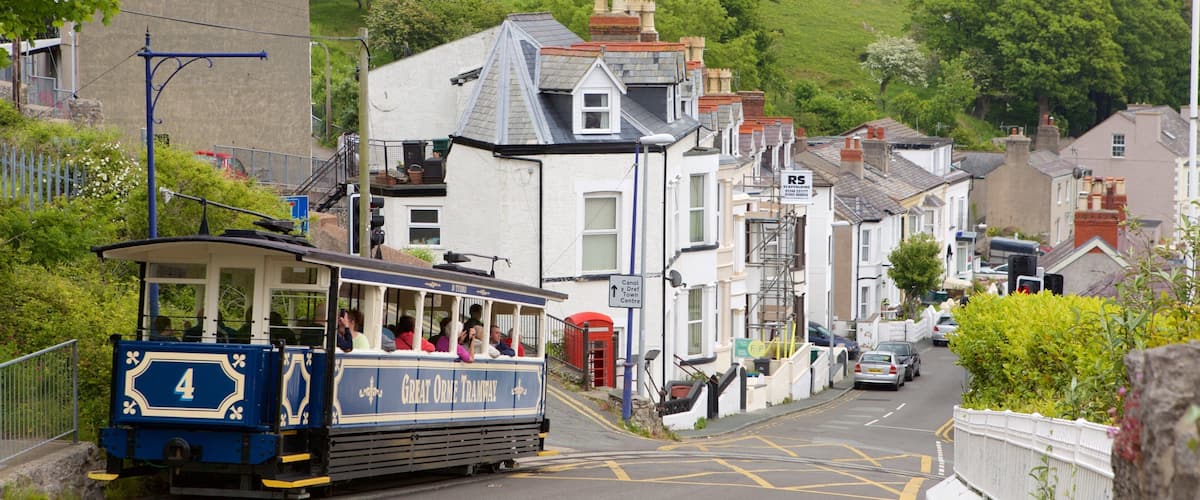 Great Orme Tramway showing railway items and street scenes
