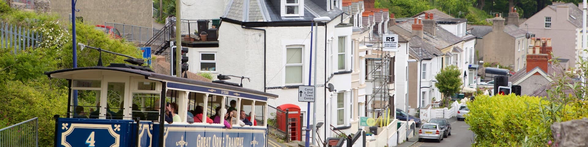 Great Orme Tramway showing railway items and street scenes