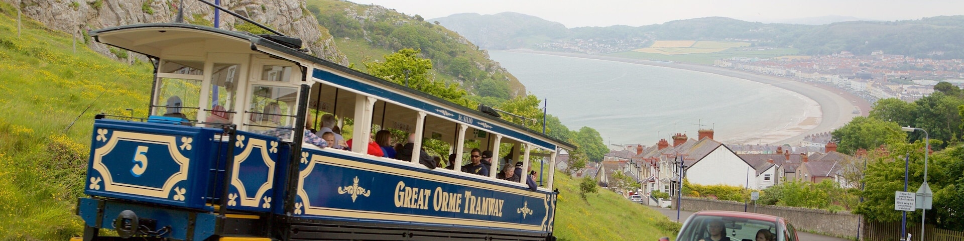 Great Orme Tramway caracterizando itens de ferrovia e cenas de rua