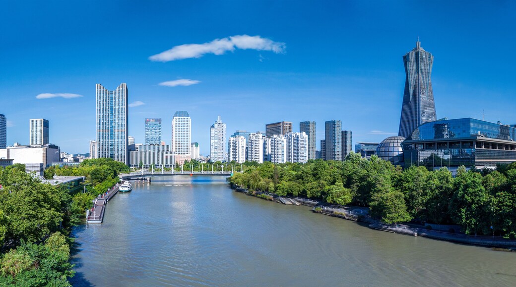 Urban environment of West Lake Cultural Plaza and Wulin Square in Hangzhou, China