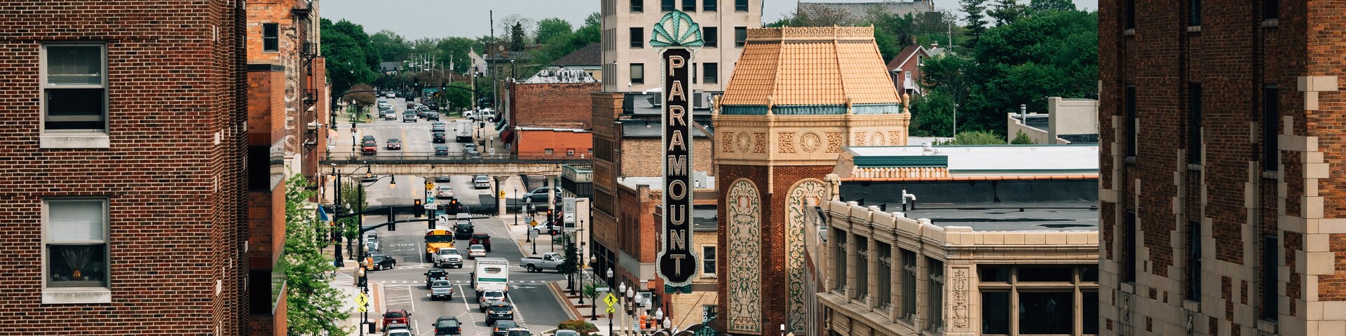 Galena Boulevard and the Paramount Theater in Aurora, Illinois