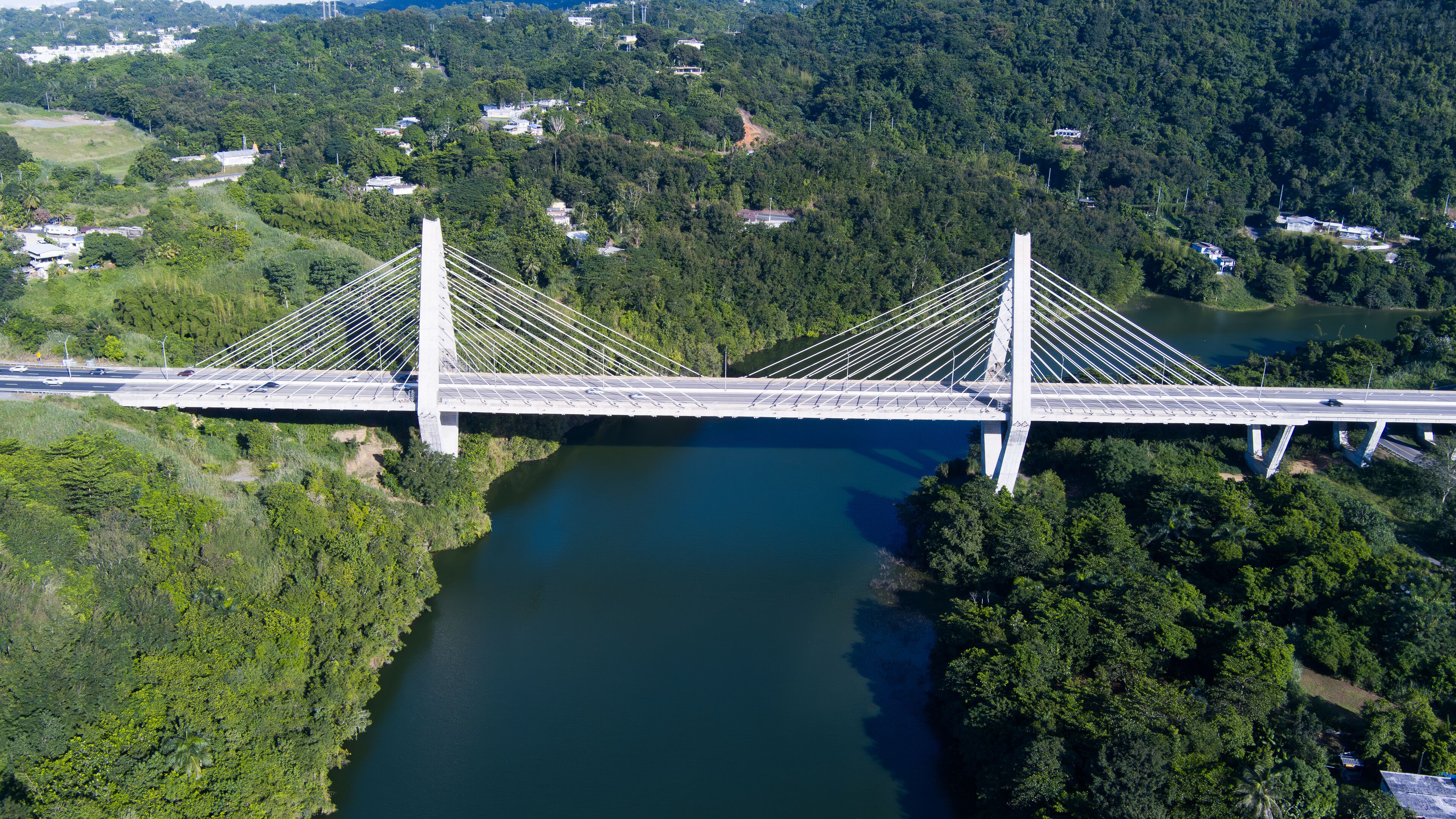 Cable-stayed bridge in the mountains of Naranjito Puerto Rico