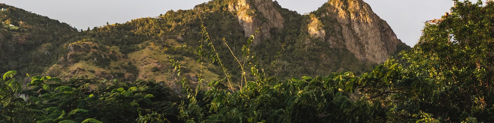 Two mountains peak landscape known as "tetas de cayey" from puerto rico