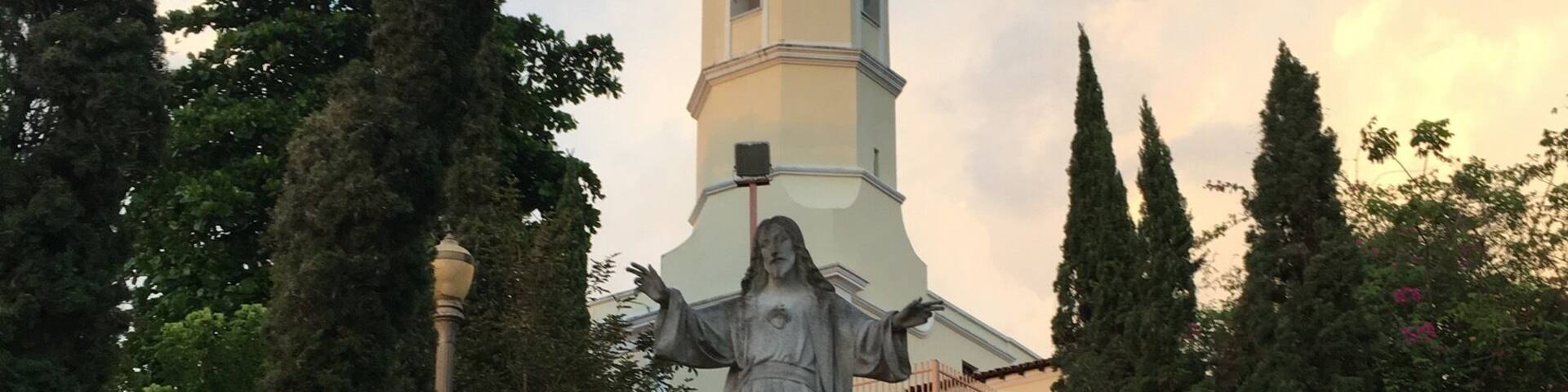 Beautiful basilica at the very top of the town of Hormigueros which is visible from the #2 highway.