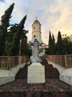 Beautiful basilica at the very top of the town of Hormigueros which is visible from the #2 highway.
