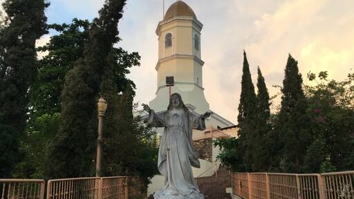 Beautiful basilica at the very top of the town of Hormigueros which is visible from the #2 highway.