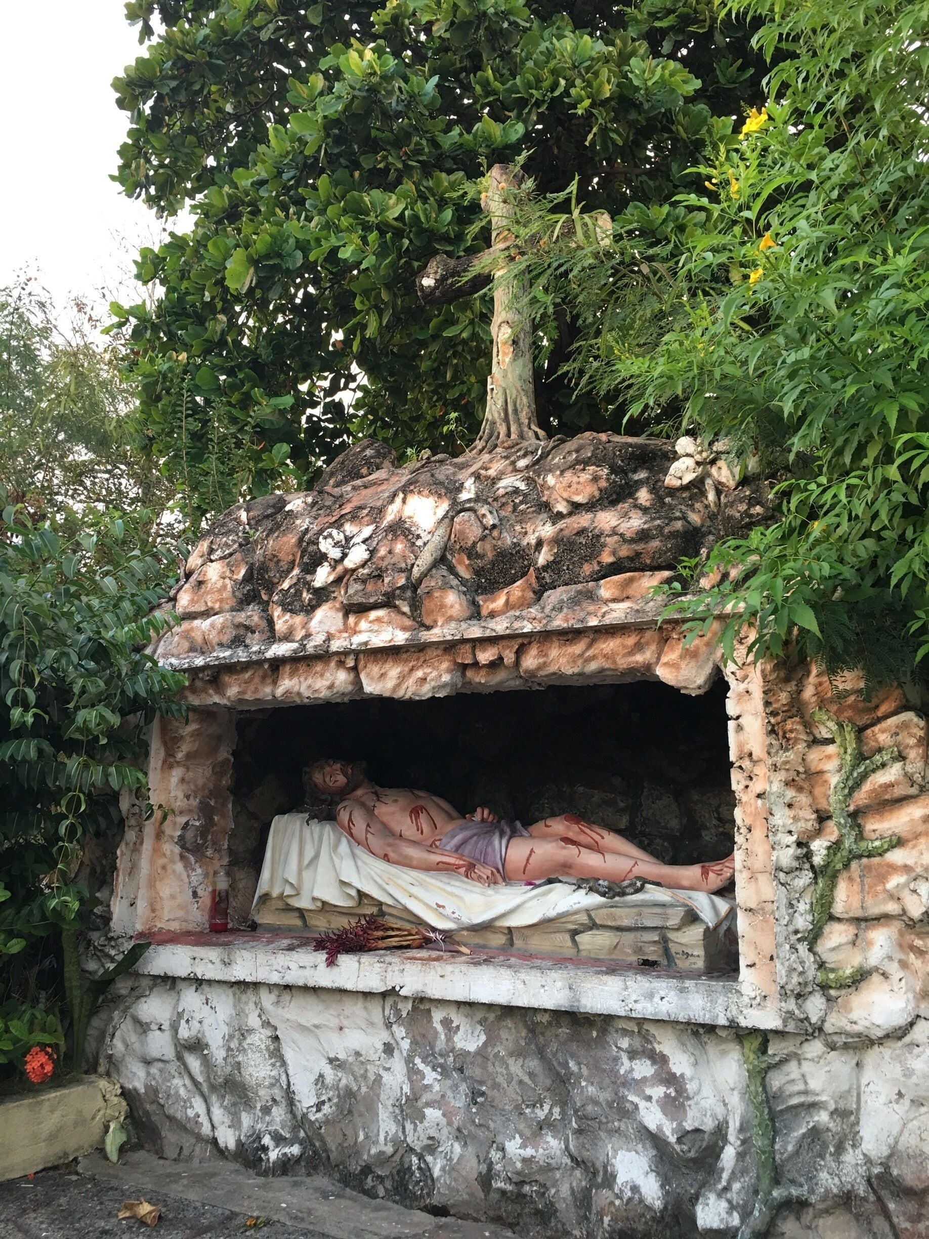 This statue is found on the way up the steps to the basilica.
