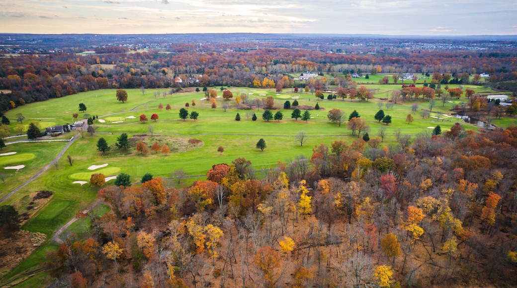 Aerial Drone of Somerset County Park in the Autumn Foliage