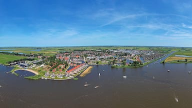 Aerial panorama from the village Heeg in Friesland the Netherlands
