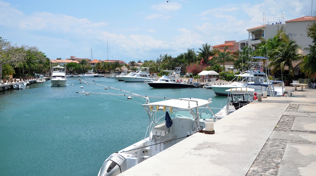 Fishing and pleasure boats at the Puerto Aventuras marina, Yucatan Peninsula, Mexico