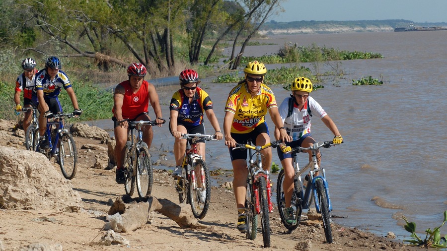 Entre Rios showing a sporting event, mountain biking and a river or creek