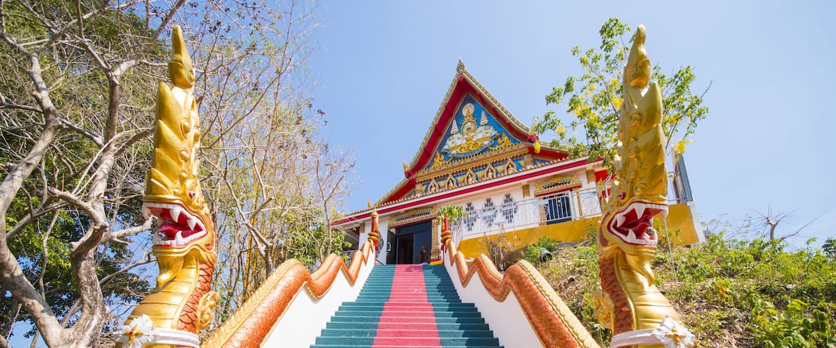 Phuket, Thailand - May 20, 2016 : staircase of Koh Sirey Temple in Phuket, Landmark