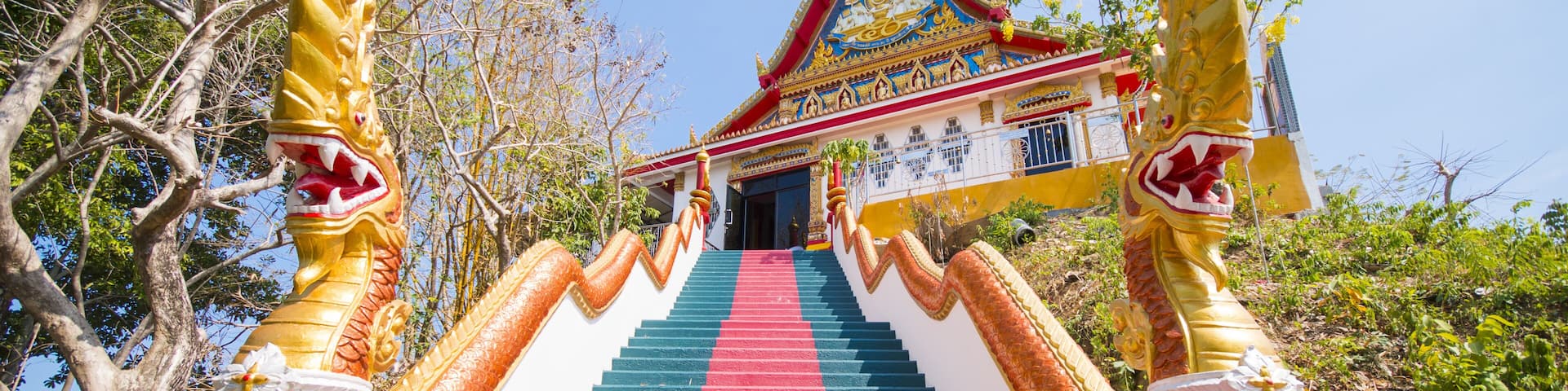 Phuket, Thailand - May 20, 2016 : staircase of Koh Sirey Temple in Phuket, Landmark