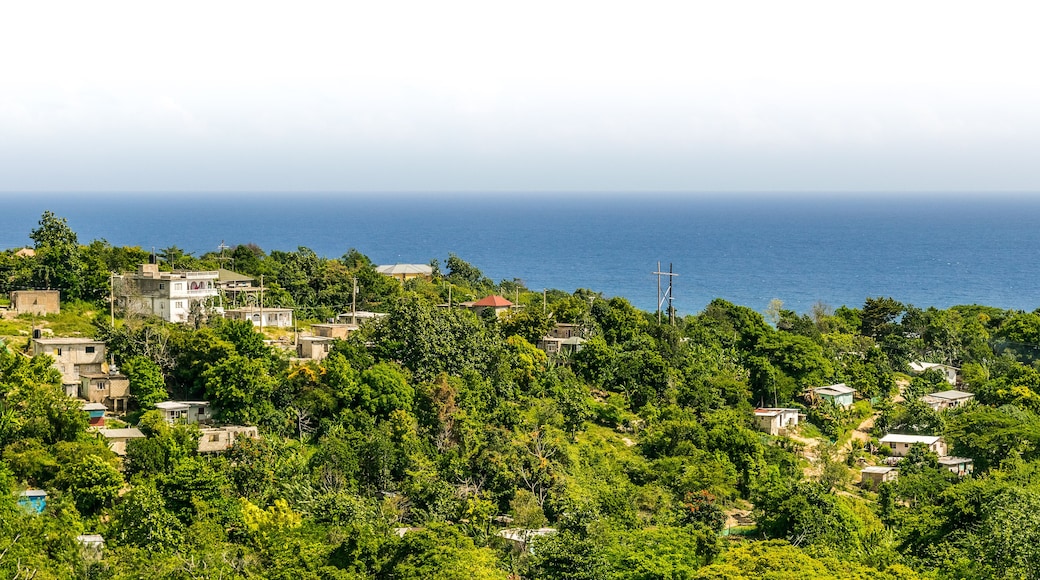 Mountain landscape and ocean view from the north coast in Jamaica