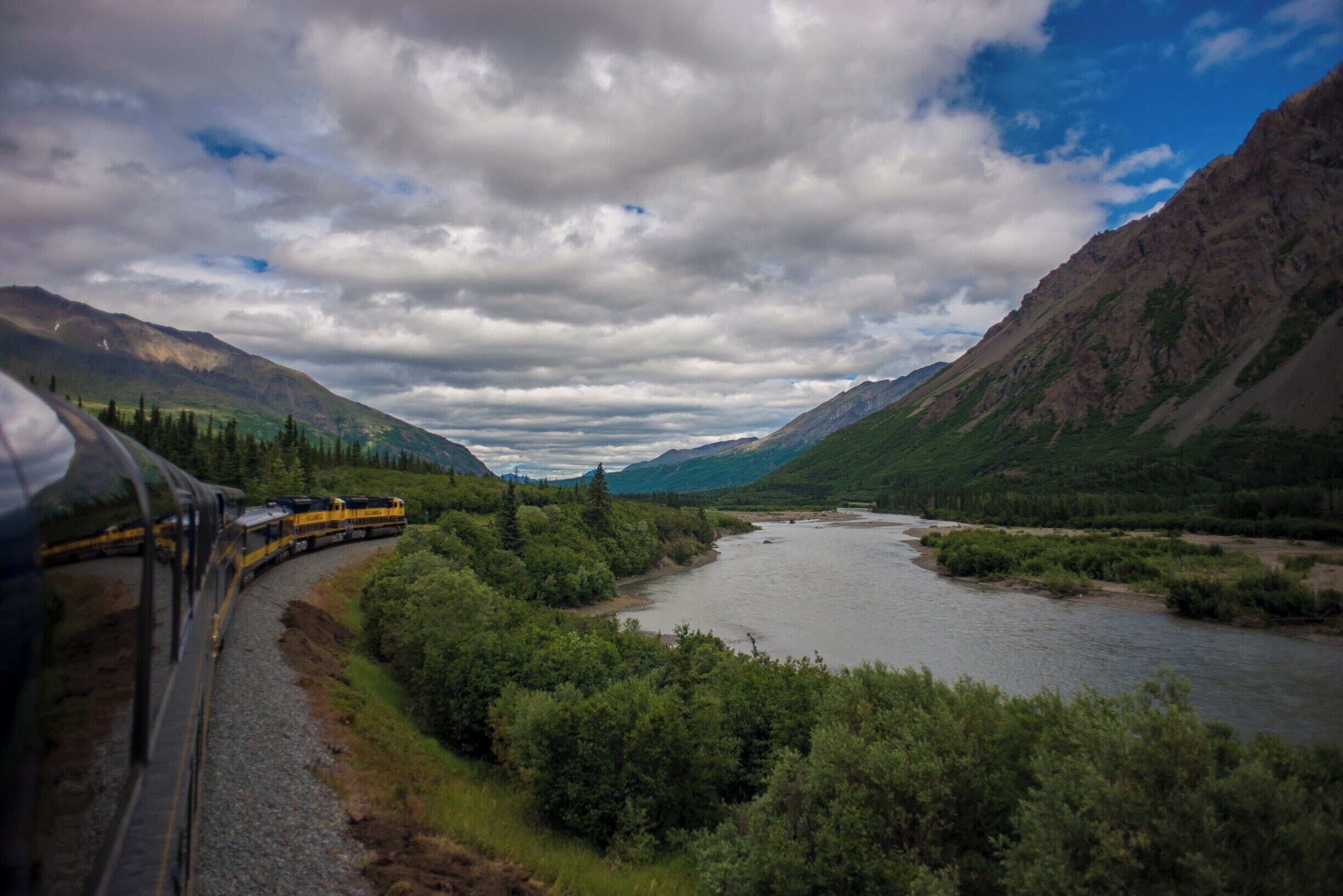 The Alaska Railroad from Anchorage to Denali is full of dramatic vistas and scenery.