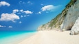 Egremni beach, Lefkada island, Greece. Large and long beach with turquoise water on the island of Lefkada in Greece