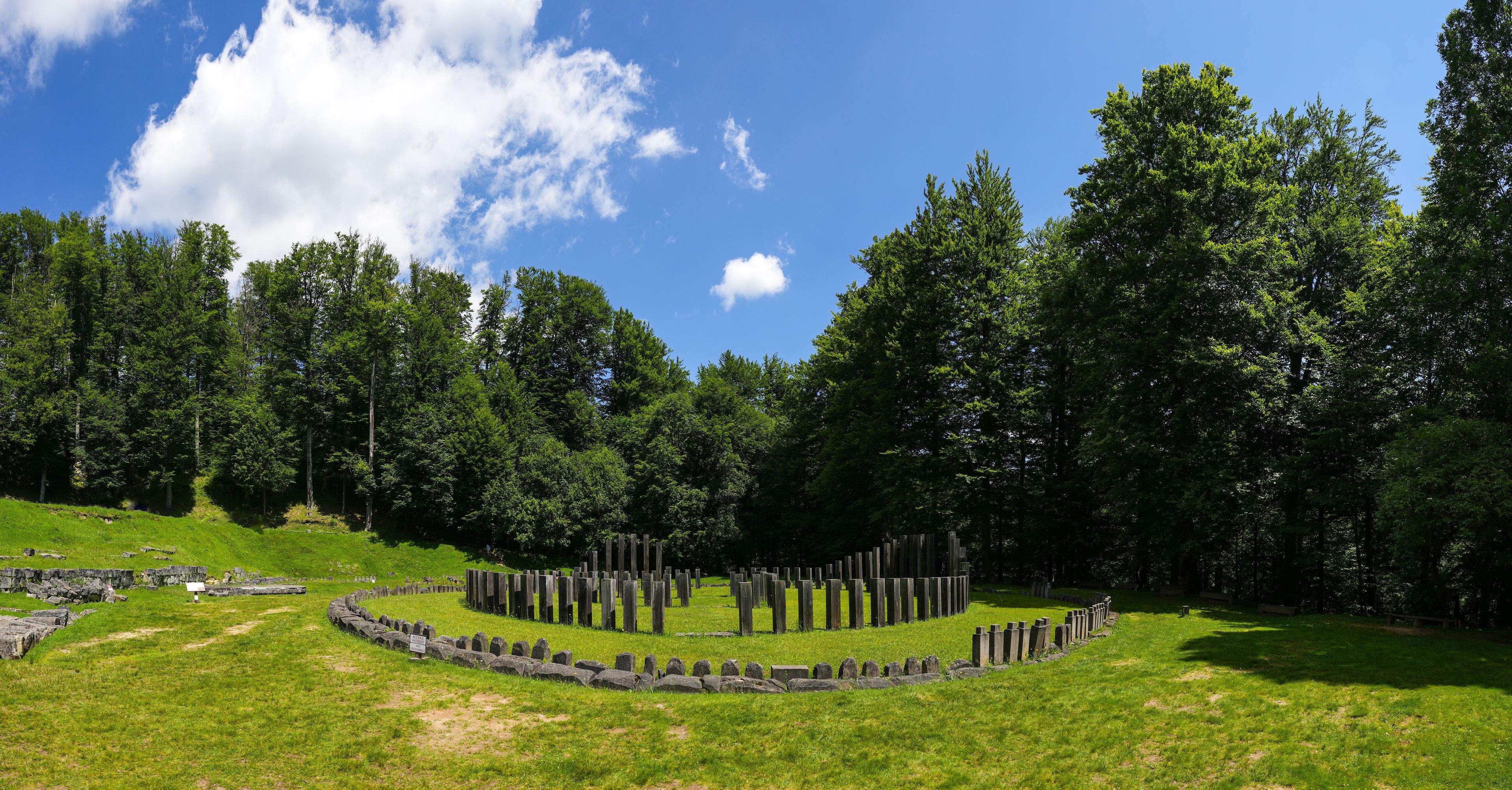 History of Romania. Wide angle landscape photo with the amazing Sarmizegetusa fortress from Transylvania, one of the most important landmarks in Romania.