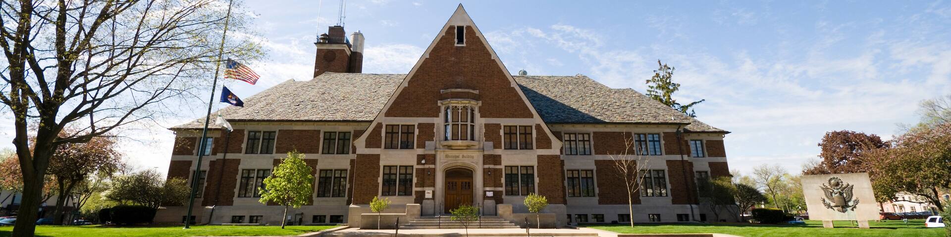 municipal building, wide angle