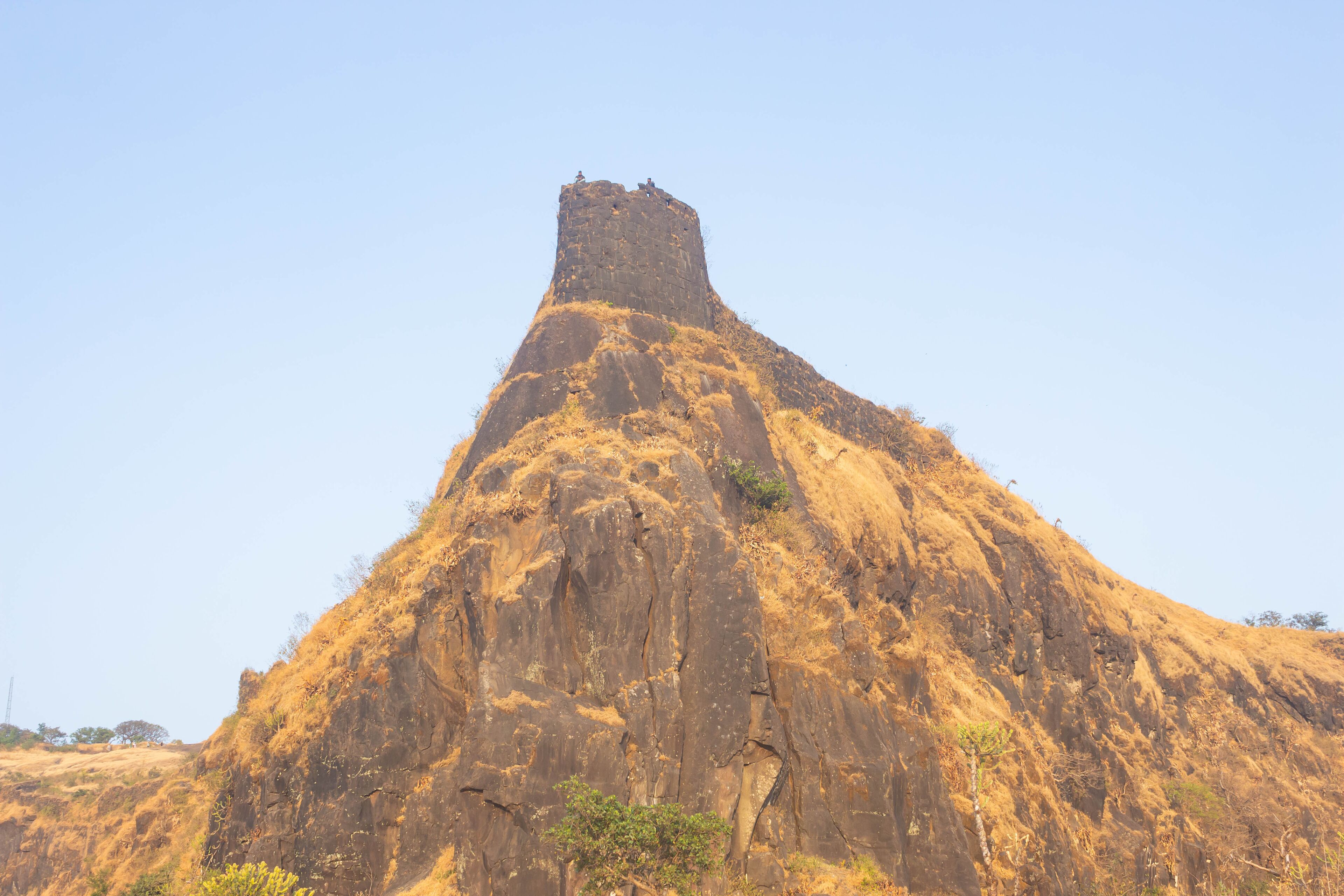 India, Maharashtra, Pune, Beautiful Iconic View of Zunzhar Buruj or Machi of Sinhagad Fort, The 17th Century Chhatrapati Shivaji Maharaj's Fort.
