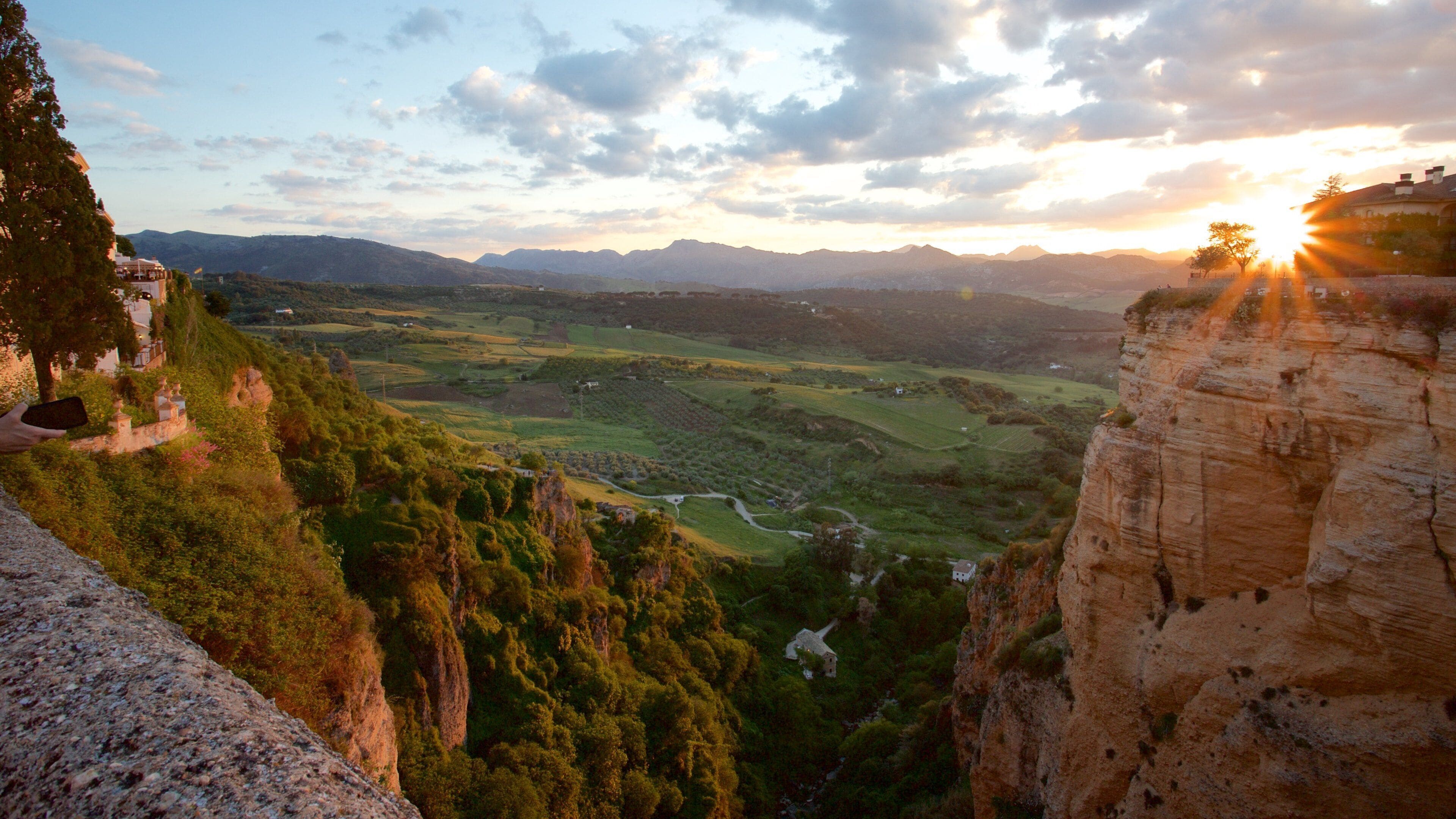 El Tajo Gorge showing tranquil scenes and a gorge or canyon
