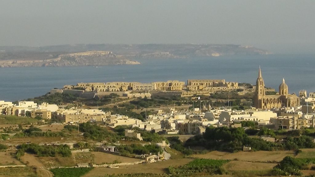 Fort Chambray on Gozo, Malta, seen from Nadur