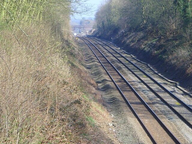 Bridge Near Oaken Railway line between Albrighton and Codsall a further bridge can be seen in the distance.