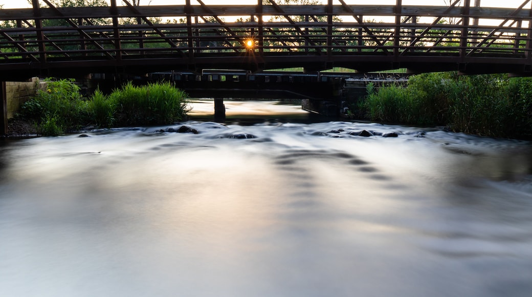 bridge over stream at portage creek bicentennial park in Michigan