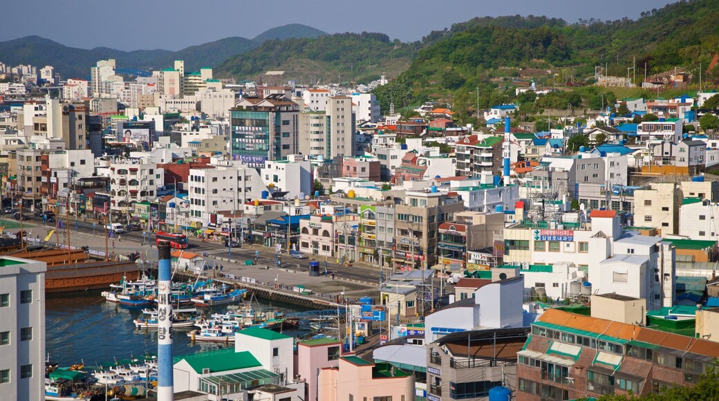 Tongyeong which includes a city and landscape views
