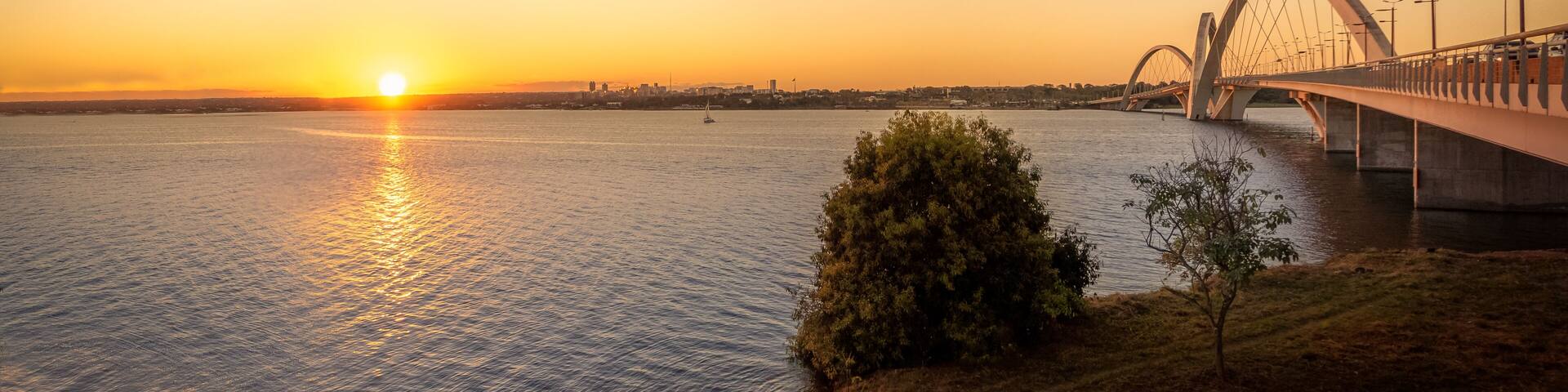 JK Bridge and Paranoa Lake at Sunset - Brasilia, Distrito Federal, Brazil