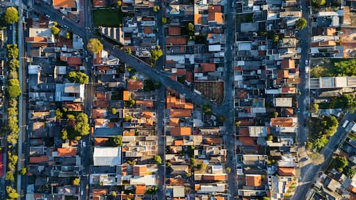 Top View of Suburban Neighborhood in Sao Paulo, Brazil