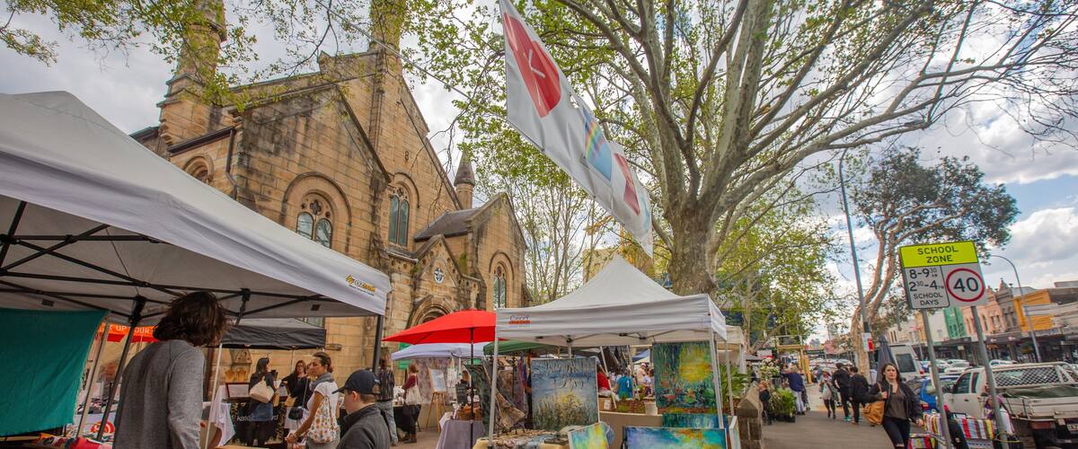 Paddington Markets which includes markets and street scenes