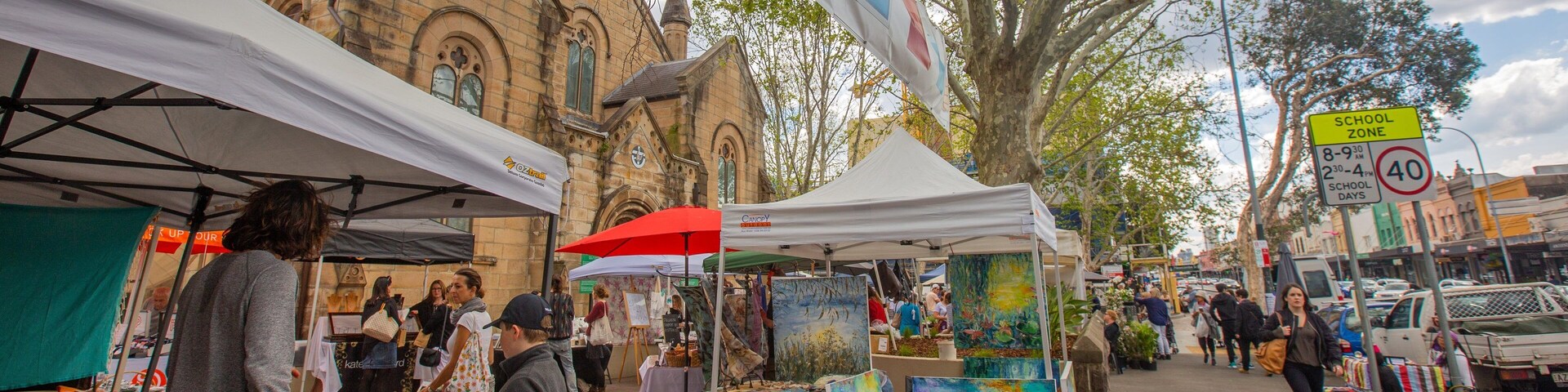 Paddington Markets which includes markets and street scenes
