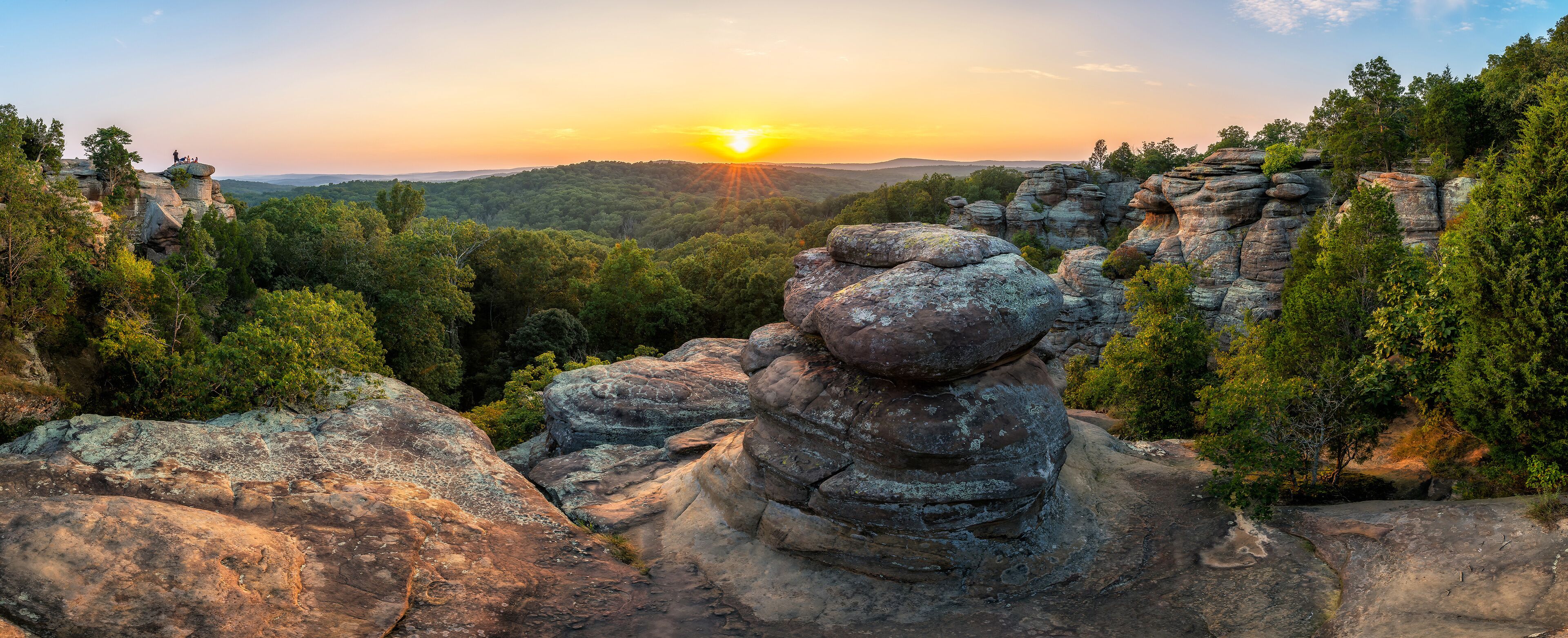 Rock formations and summer sunset, Garden of the God's, Southern Illinois