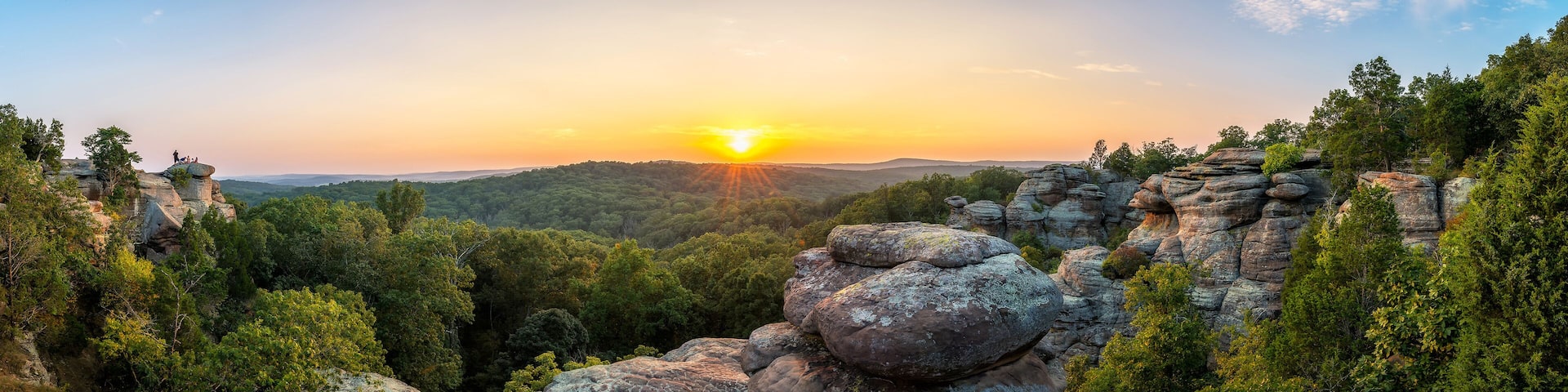Rock formations and summer sunset, Garden of the God's, Southern Illinois