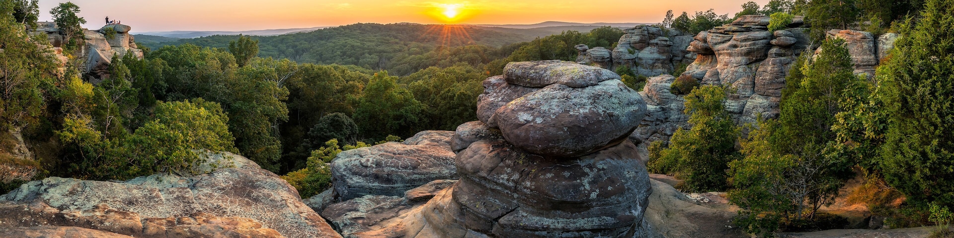 Rock formations and summer sunset, Garden of the God's, Southern Illinois