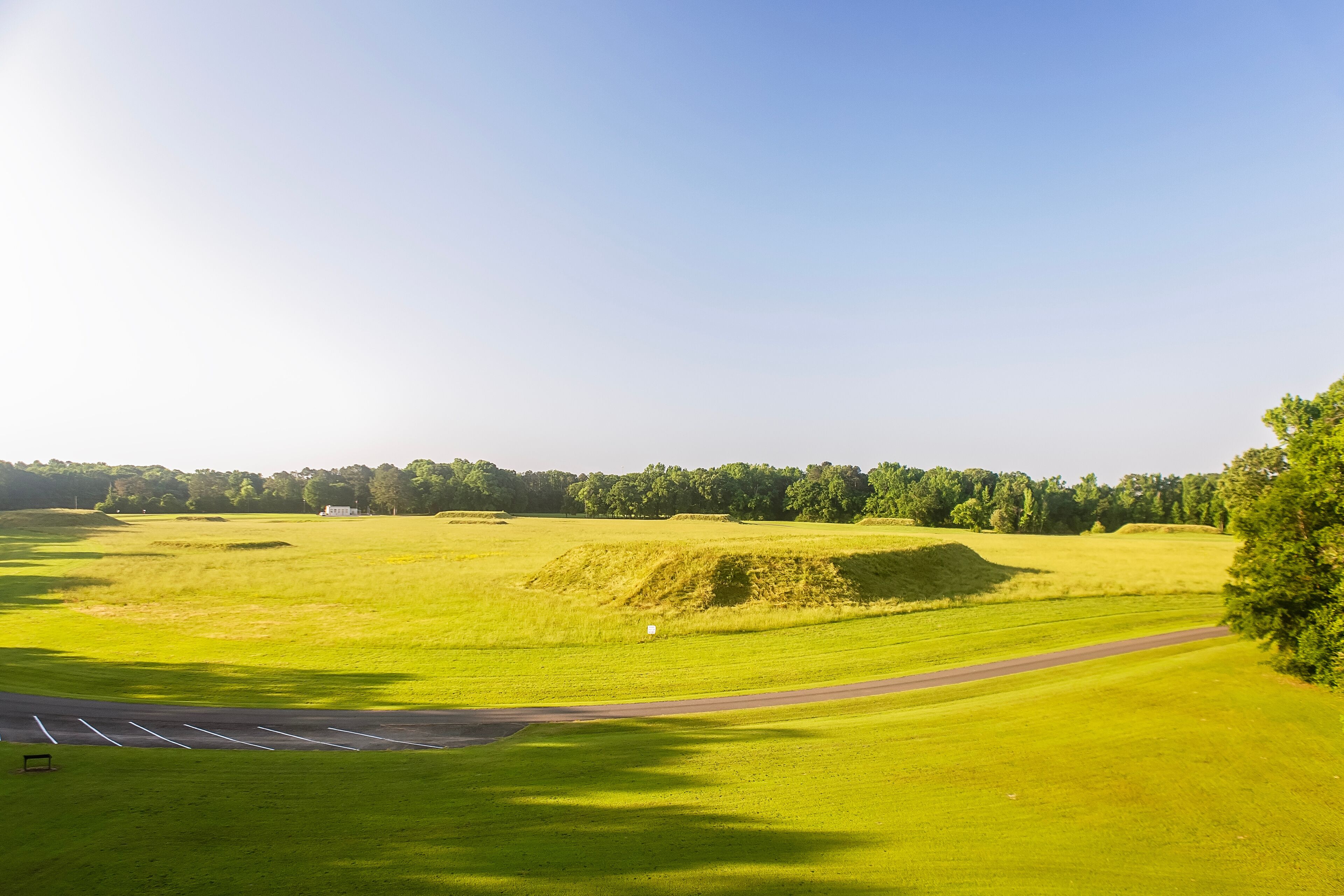 Moundville, Alabama - Native American heritage site of ancient monuments. Flat-topped earthen mounds of the Mississippian culture. National Historic Landmark.