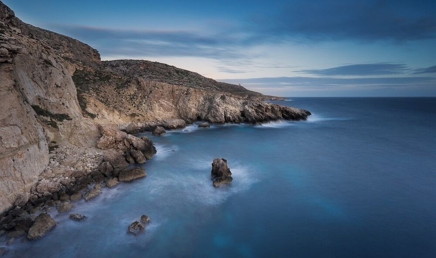 Ghar Lapsi is a very beautiful place to visit. Shot in winter this year at sunset which was behind us.