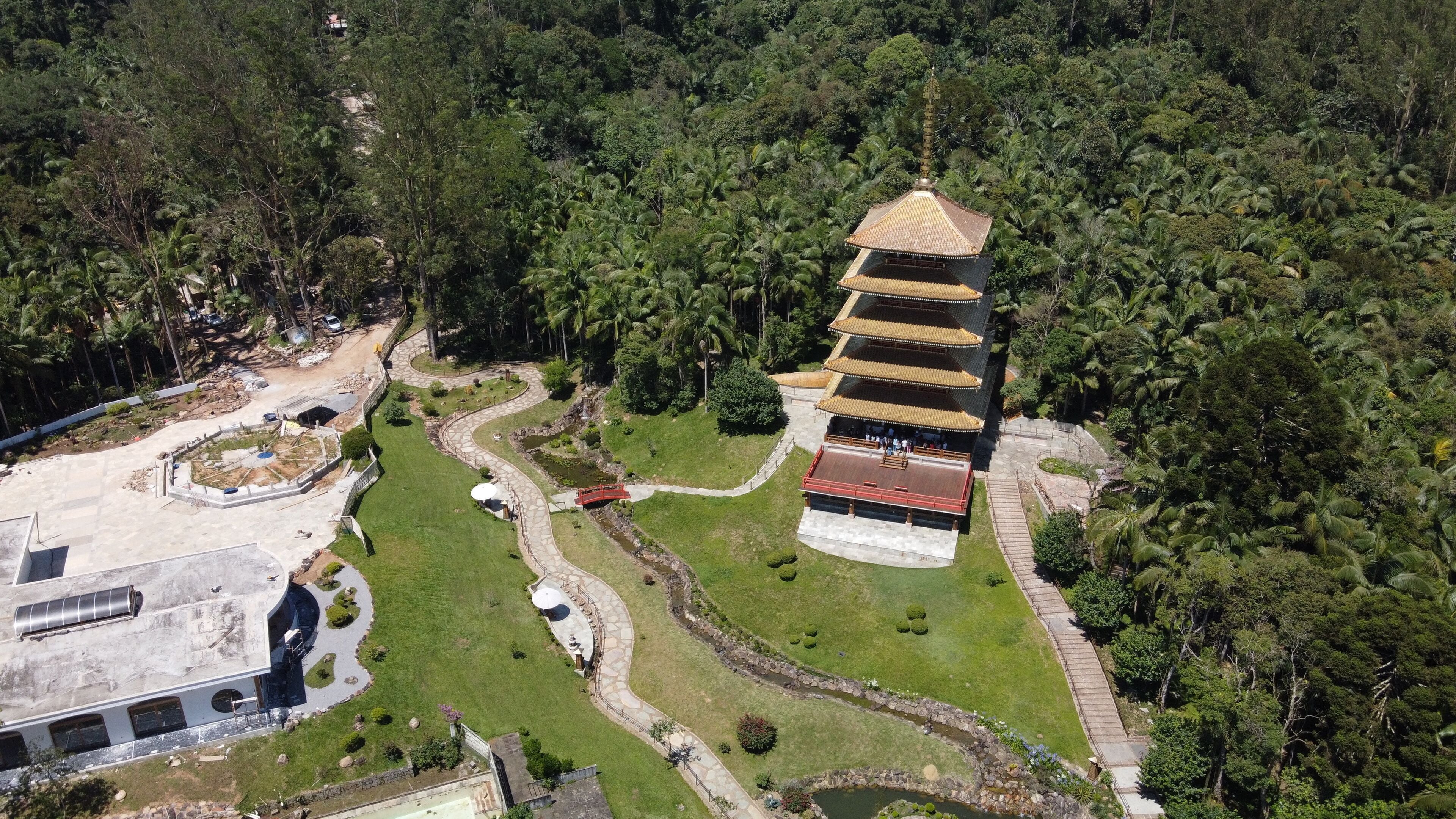 Aerial drone footage of ribeirão pires dam in brazil