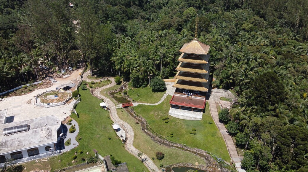 Aerial drone footage of ribeirão pires dam in brazil