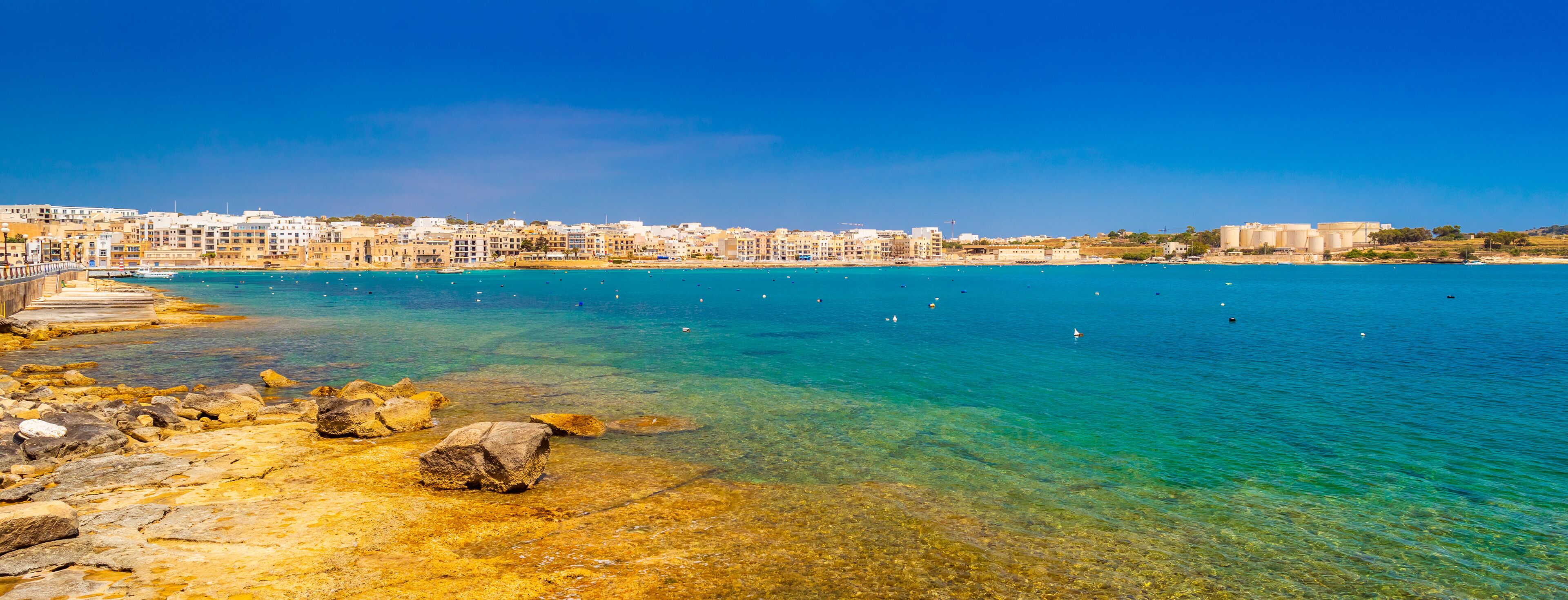 Panoramic view of Birzebbuga, a small town in Malta