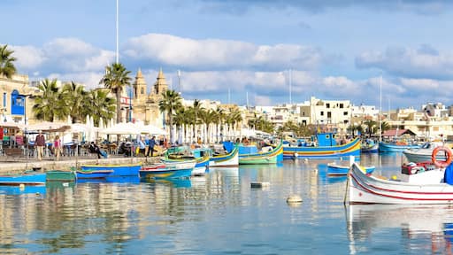 Marsaxlokk fishermen village in Malta. Panoramic view.