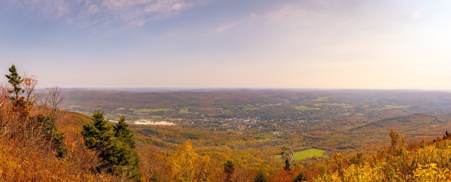 A panorama of western Massachusetts from the top of Mount Greylock